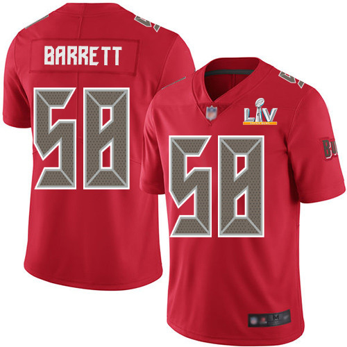 Personalized Buccaneers #58 Shaquil Barrett Red Youth Super Bowl LV Bound Stitched NFL Limited Rush Jersey