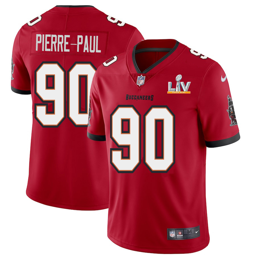 Personalized Tampa Bay Buccaneers #90 Jason Pierre-Paul Youth Super Bowl LV Bound Red Limited Jersey