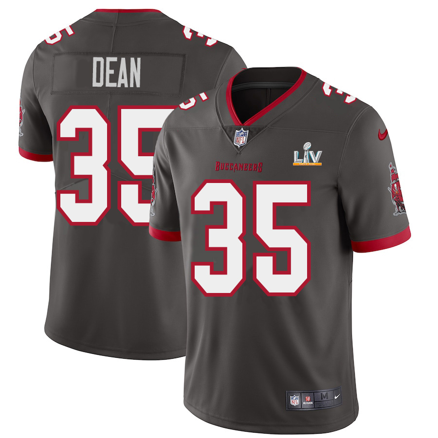 Personalized Tampa Bay Buccaneers #35 Jamel Dean Youth Super Bowl LV Bound Pewter Alternate Limited Jersey