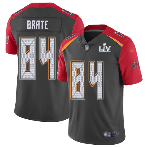 Personalized Buccaneers #84 Cameron Brate Gray Youth Super Bowl LV Bound Stitched NFL Limited Inverted Legend Jersey