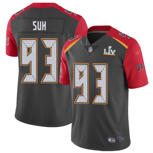 Personalized Buccaneers #93 Ndamukong Suh Gray Youth Super Bowl LV Bound Stitched NFL Limited Inverted Legend Jersey