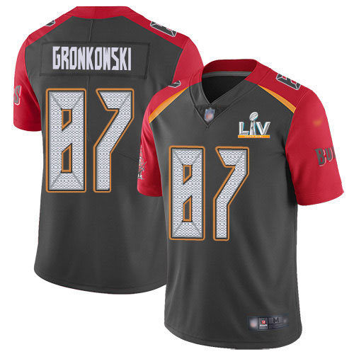 Personalized Buccaneers #87 Rob Gronkowski Gray Youth Super Bowl LV Bound Stitched NFL Limited Inverted Legend Jersey