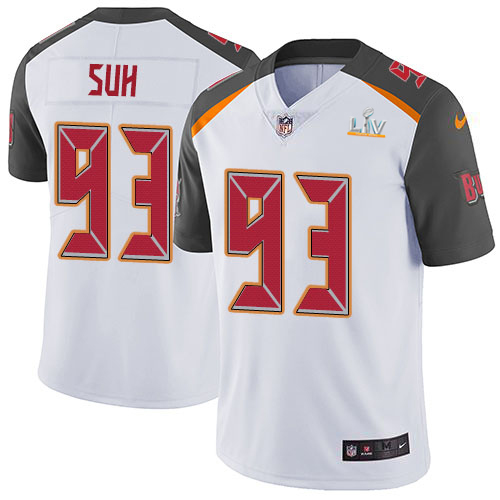 Personalized Buccaneers #93 Ndamukong Suh White Youth Super Bowl LV Bound Stitched NFL Untouchable Limited Jersey