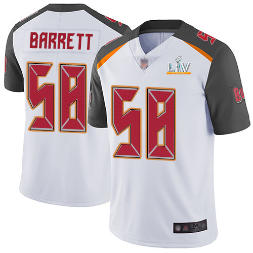 Personalized Buccaneers #58 Shaquil Barrett White Youth Super Bowl LV Bound Stitched NFL Untouchable Limited Jersey