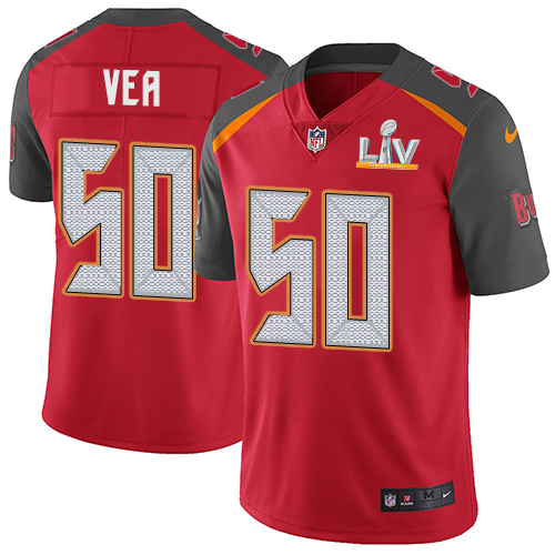 Personalized Buccaneers #50 Vita Vea Red Team Color Youth Super Bowl LV Bound Stitched NFL Untouchable Limited Jersey