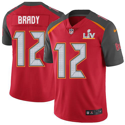 Personalized Buccaneers #12 Tom Brady Red Team Color Youth Super Bowl LV Bound Stitched NFL Untouchable Limited Jersey
