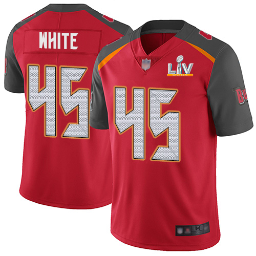 Personalized Buccaneers #45 Devin White Red Team Color Youth Super Bowl LV Bound Stitched NFL Untouchable Limited Jersey