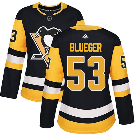 Personalized Women Penguins #53 Teddy Blueger black Stitched Hockey Jersey