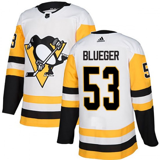 Personalized Youth Penguins #53 Teddy Blueger White Hockey Jersey
