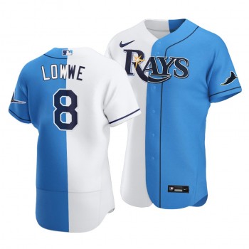 Personalized Rays #8 Brandon Lowe Split White Blue Two-Tone Jersey