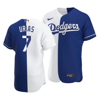 Personalized Dodgers #7 Julio Urias Split White Blue Two-Tone Jersey