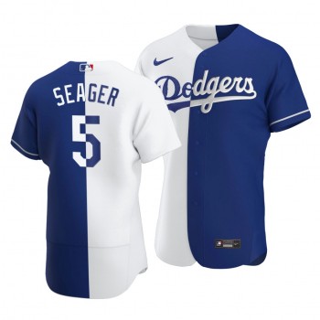 Personalized Dodgers #5 Corey Seager Split White Blue Two-Tone Jersey