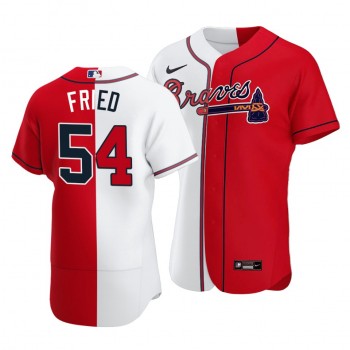 Personalized Braves #54 Max Fried Split White Red Two-Tone Jersey