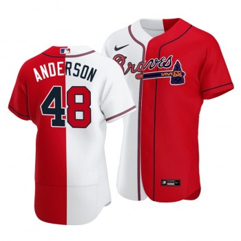 Personalized Braves #48 Ian Anderson Split White Red Two-Tone Jersey