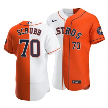 Personalized Astros #70 Andre Scrubb Split White Orange Two-Tone Jersey