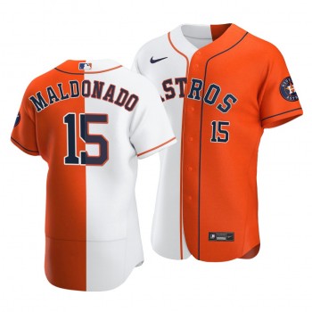 Personalized Astros #15 Martin Maldonado Split White Orange Two-Tone Jersey