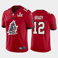 Personalized Men’s Tampa Bay Buccaneers #12 Tom Brady Red Team Logo 2021 Super Bowl LV Jersey