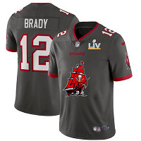Personalized Men’s Tampa Bay Buccaneers #12 Tom Brady Pewter Team Logo 2021 Super Bowl LV Jersey