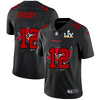 Personalized Men’s Tampa Bay Buccaneers #12 Tom Brady Black Shadow Logo 2021 Super Bowl LV Jersey