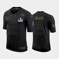 Personalized Men’s Tampa Bay Buccaneers #12 Tom Brady Black Salute To Service 2021 Super Bowl LV Jersey