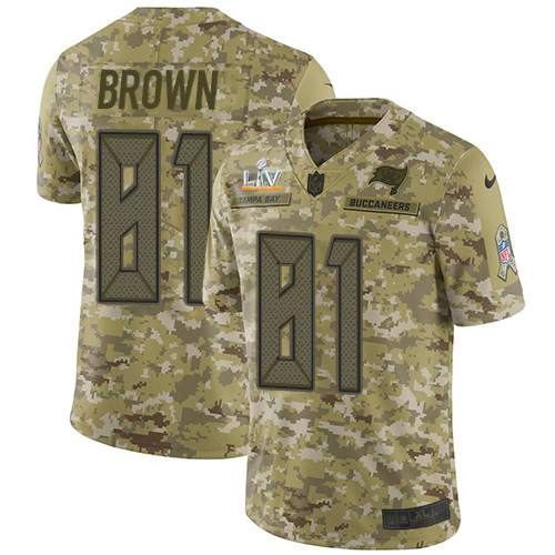 Personalized Buccaneers #81 Antonio Brown Camo Men’s Super Bowl LV Bound Stitched NFL Limited 2018 Salute To Service Jersey