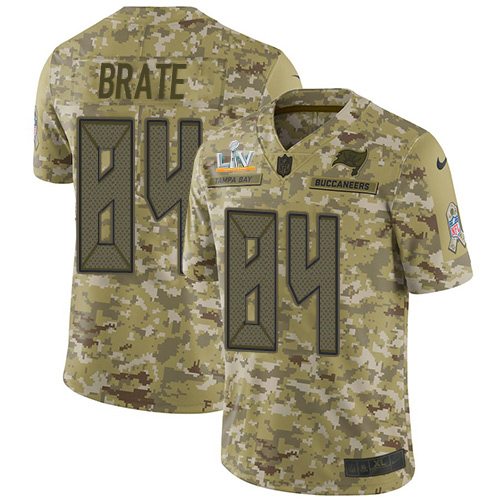 Personalized Buccaneers #84 Cameron Brate Camo Men’s Super Bowl LV Bound Stitched NFL Limited 2018 Salute To Service Jersey