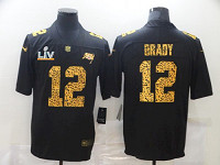 Personalized Men’s Tampa Bay Buccaneers #12 Tom Brady Black Leopard 2021 Super Bowl LV Jersey