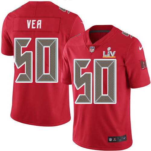 Personalized Buccaneers #50 Vita Vea Red Men’s Super Bowl LV Bound Stitched NFL Limited Rush Jersey