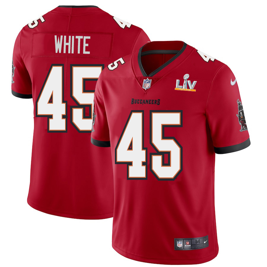 Personalized Tampa Bay Buccaneers #45 Devin White Men’s Super Bowl LV Bound Red Limited Jersey