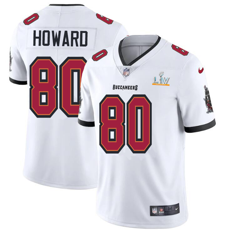 Personalized Tampa Bay Buccaneers #80 O. J. Howard Men’s Super Bowl LV Bound White Limited Jersey