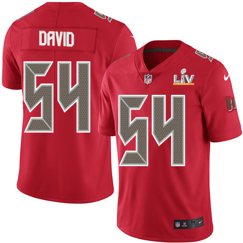 Personalized Buccaneers #54 Lavonte David Red Men’s Super Bowl LV Bound Stitched NFL Limited Rush Jersey