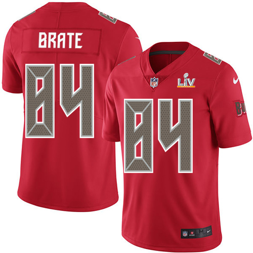 Personalized Buccaneers #84 Cameron Brate Red Men’s Super Bowl LV Bound Stitched NFL Limited Rush Jersey