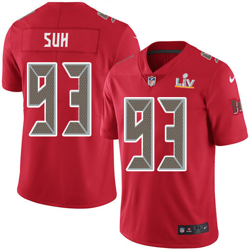 Personalized Buccaneers #93 Ndamukong Suh Red Men’s Super Bowl LV Bound Stitched NFL Limited Rush Jersey