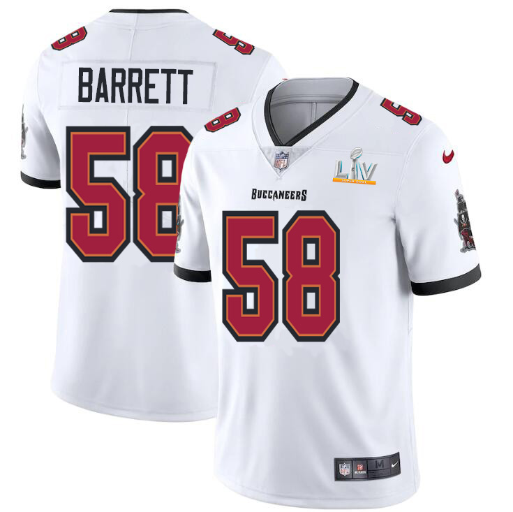 Personalized Tampa Bay Buccaneers #58 Shaquil Barrett Men’s Super Bowl LV Bound White Limited Jersey