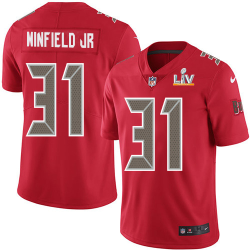 Personalized Buccaneers #31 Antoine Winfield Jr. Red Men’s Super Bowl LV Bound Stitched NFL Limited Rush Jersey
