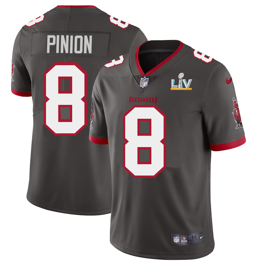 Personalized Tampa Bay Buccaneers #8 Bradley Pinion Men’s Super Bowl LV Bound Pewter Alternate Limited Jersey
