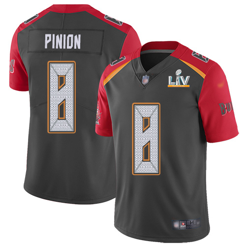 Personalized Buccaneers #8 Bradley Pinion Gray Men’s Super Bowl LV Bound Stitched NFL Limited Inverted Legend Jersey