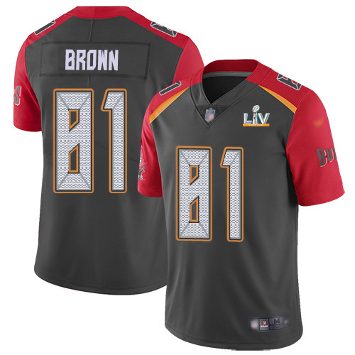 Personalized Buccaneers #81 Antonio Brown Gray Men’s Super Bowl LV Bound Stitched NFL Limited Inverted Legend Jersey