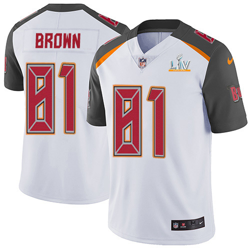 Personalized Buccaneers #81 Antonio Brown White Men’s Super Bowl LV Bound Stitched NFL Untouchable Limited Jersey