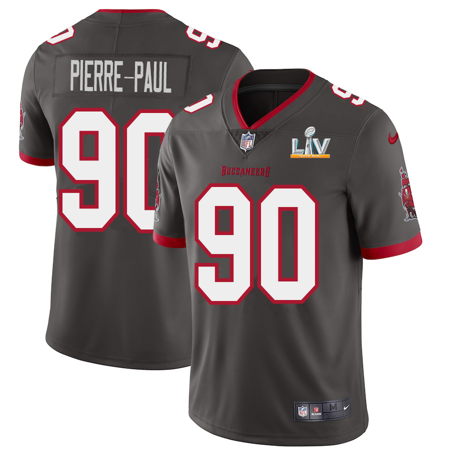 Personalized Tampa Bay Buccaneers #90 Jason Pierre-Paul Men’s Super Bowl LV Bound Pewter Alternate Limited Jersey