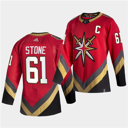Personalized Vegas Golden Knights #61 Mark Stone 2021 Reverse Retro Red Jersey
