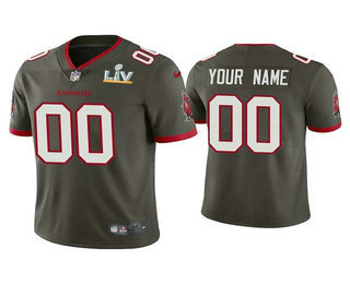 Personalized Men’s Tampa Bay Buccaneers ACTIVE PLAYER Grey 2021 Super Bowl LV Stitched Limited NFL Jersey