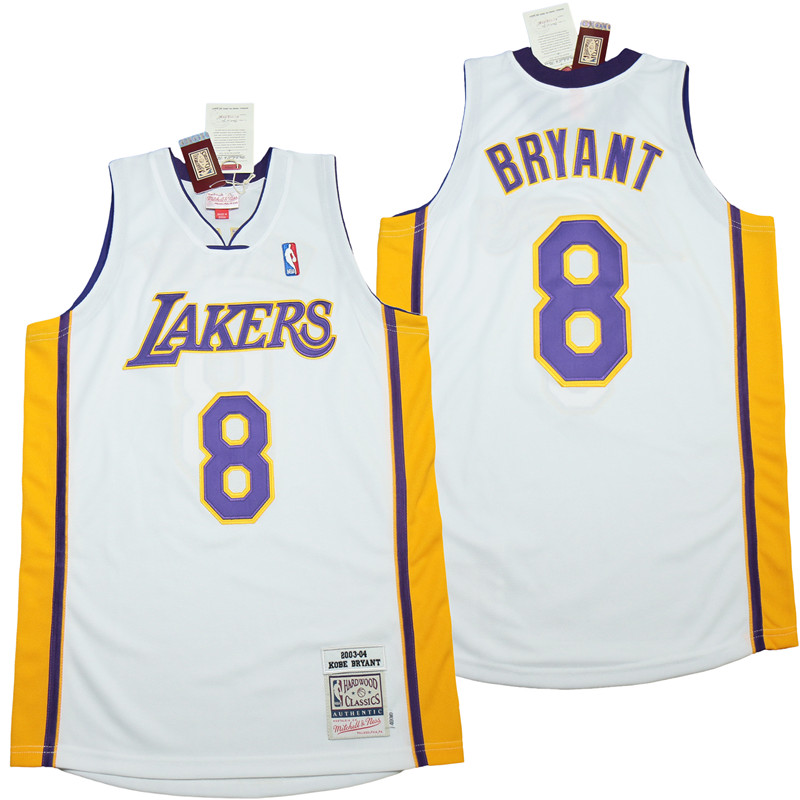 Personalized Lakers 8 Kobe Bryant white 2003-04 Throwback Jerseys