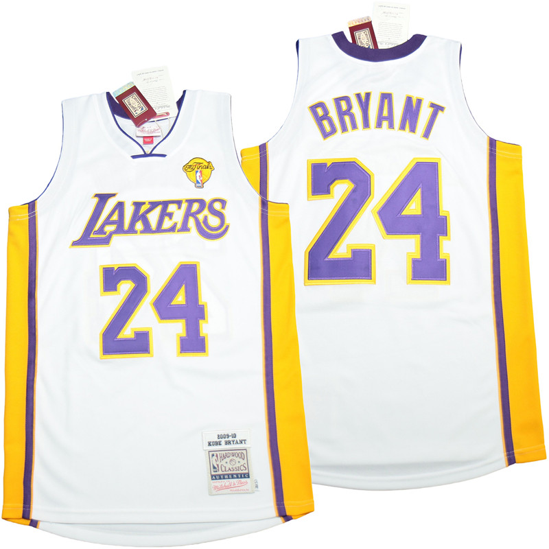 Personalized Lakers 24 Kobe Bryant White 2009-10 Throwback Jerseys