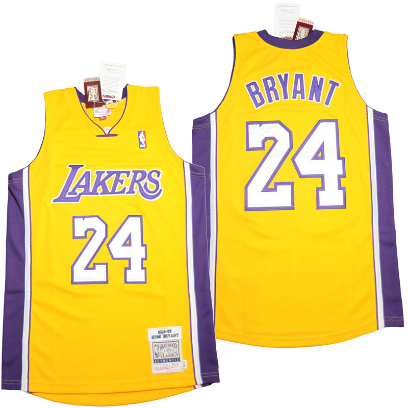 Personalized Lakers 24 Kobe Bryant Yellow 2008-09 Throwback Jerseys