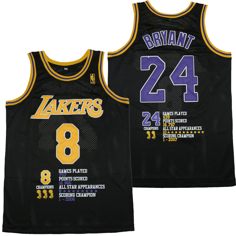 Personalized Lakers 8 & 24 Kobe Bryant Black Swingman Fashion Jersey
