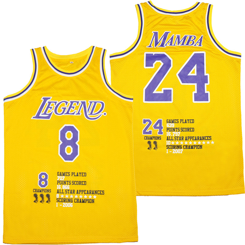 Personalized Lakers 8 & 24 Kobe Bryant Yellow Swingman Fashion Jersey