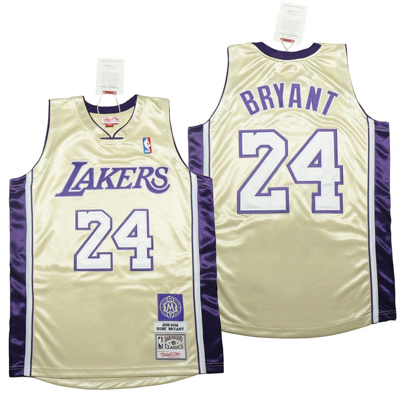Personalized Lakers 24 Kobe Bryant Yellow 1996-2016 Throwback Jerseys