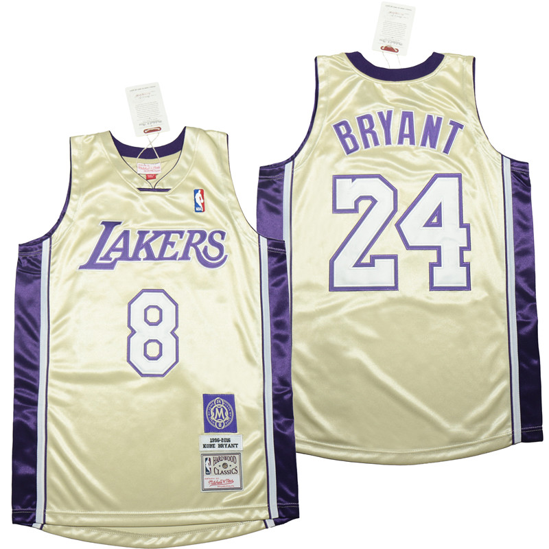 Personalized Lakers 24 Kobe Bryant Gold 1996-2016 The hall of fame Throwback Jerseys