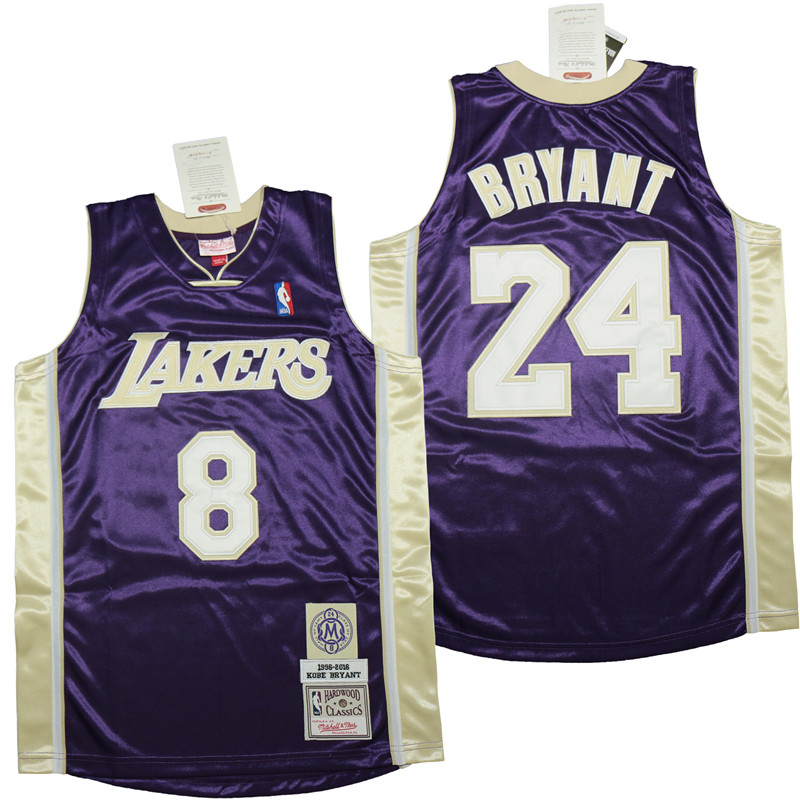 Personalized Lakers 8 & 24 Kobe Bryant Blue 1996-2016 The hall of fame Throwback Jerseys